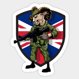 Merican British Army Ram Mascot Sticker